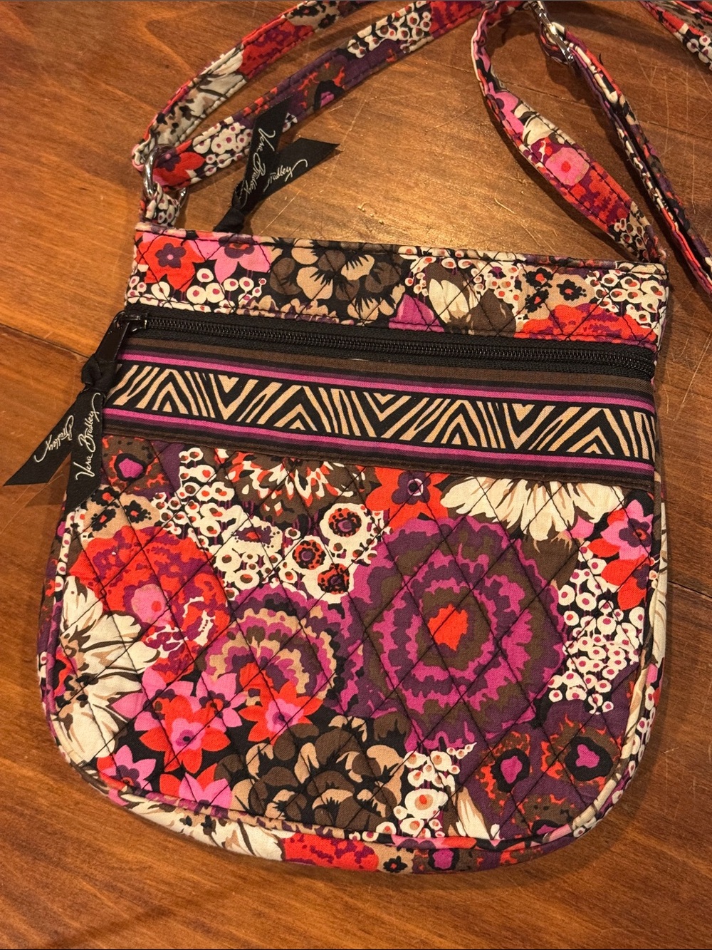 Vera Bradley Rosewood Crossbody Bag Travel Hipster Purse Quilted Cute